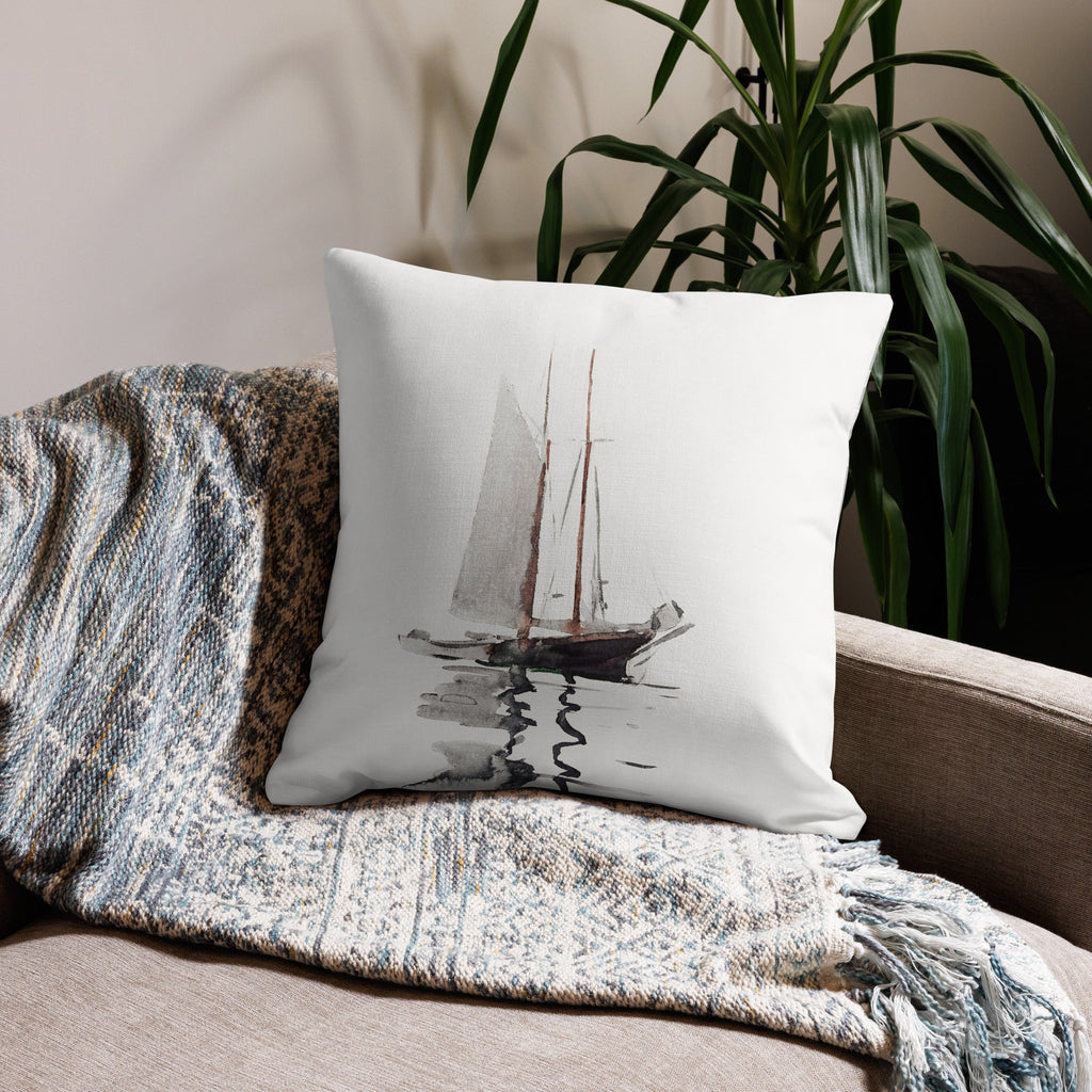 Sailboat Reflections 22x22 Premium Pillow - Artwork by Lili