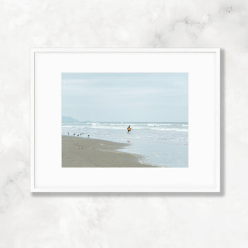 San Francisco Beach Photography, Northern California Landscape Nature Print, Pacific Ocean Surfer Seagulls, Home & Office Decor - Artwork by Lili