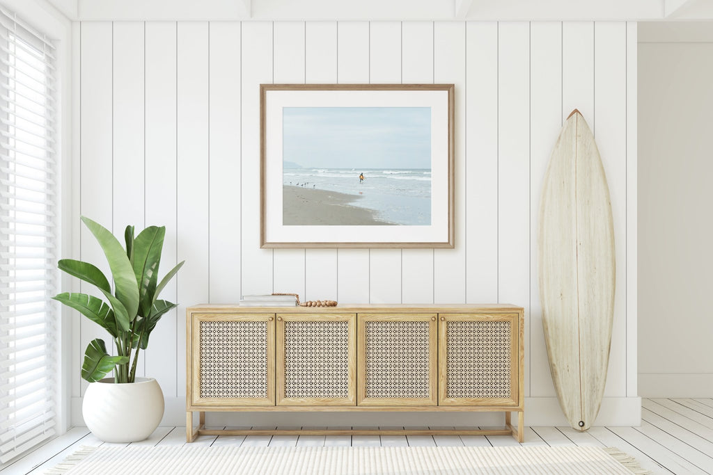 San Francisco Beach Photography, Northern California Landscape Nature Print, Pacific Ocean Surfer Seagulls, Home & Office Decor - Artwork by Lili