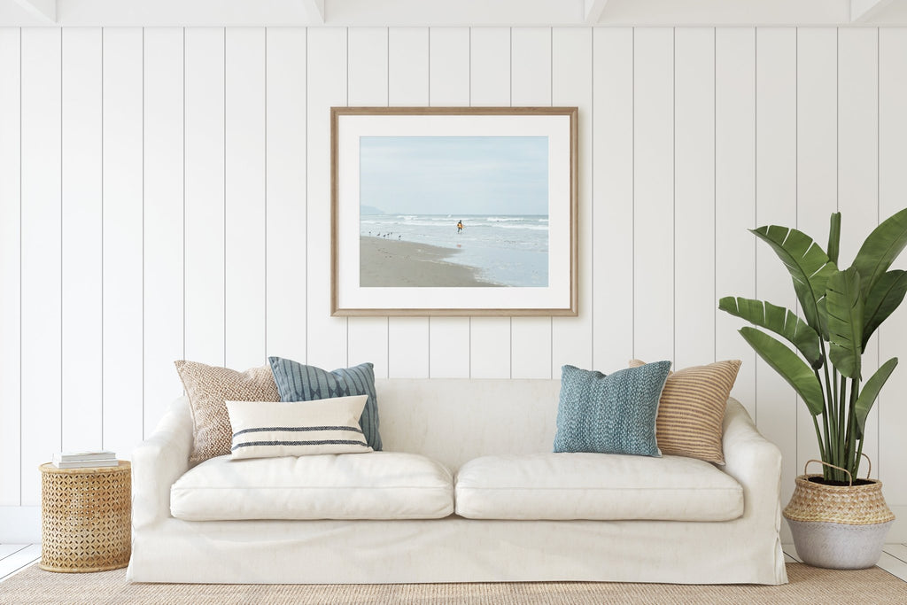 San Francisco Beach Photography, Northern California Landscape Nature Print, Pacific Ocean Surfer Seagulls, Home & Office Decor - Artwork by Lili