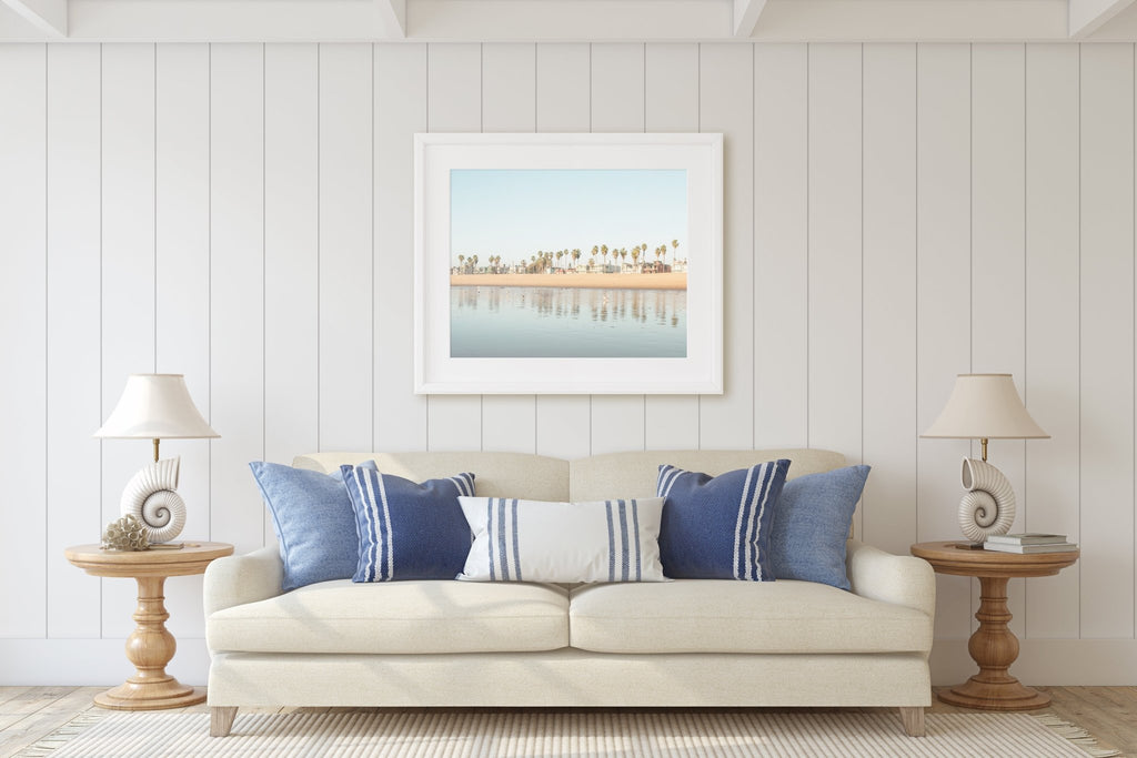 Santa Monica Beach Photography, Los Angeles California Palm Trees Landscape Nature Print - Artwork by Lili