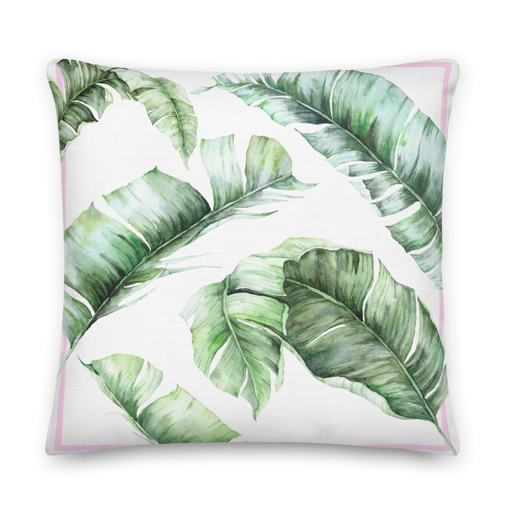 Tropical Leaf Pattern 22"x22" Premium Pillow - Artwork by Lili