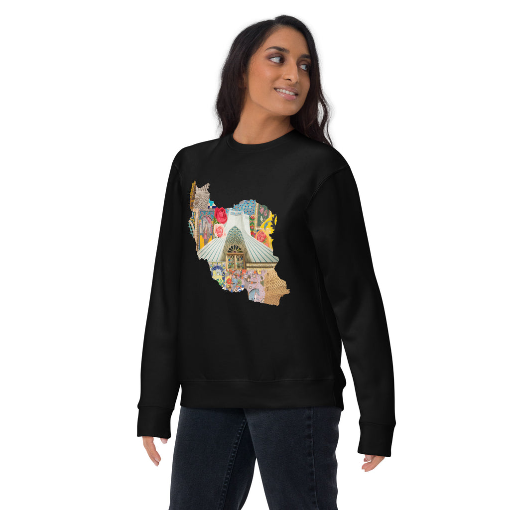 Iran Map Design Unisex Premium Sweatshirt - Artwork by Lili