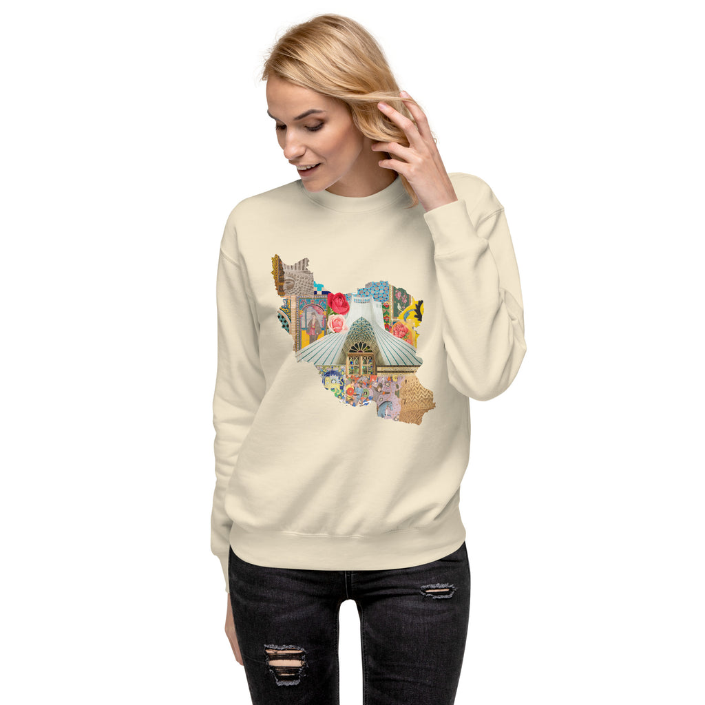 Iran Map Design Unisex Premium Sweatshirt - Artwork by Lili