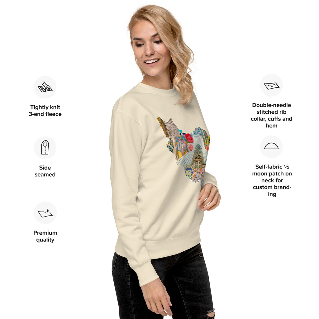 Iran Map Design Unisex Premium Sweatshirt - Artwork by Lili