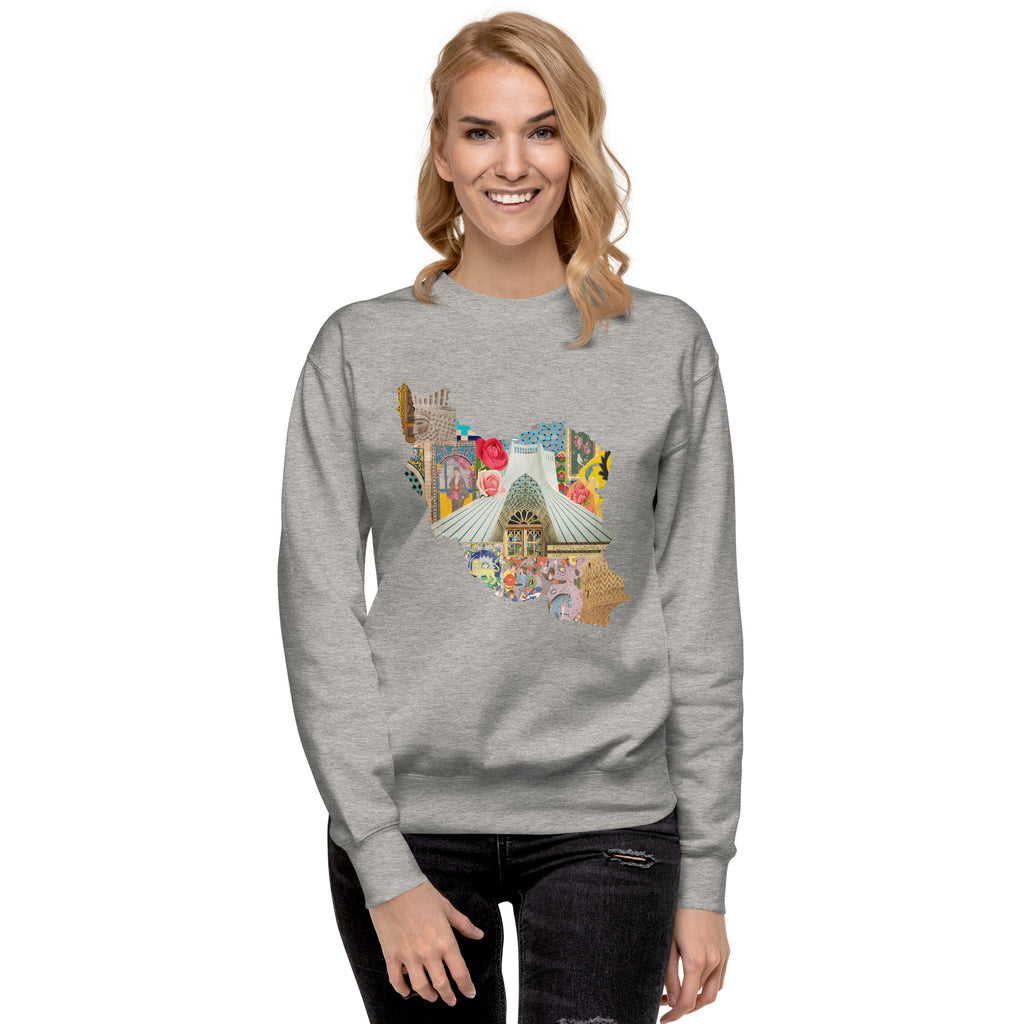 Iran Map Design Unisex Premium Sweatshirt - Artwork by Lili