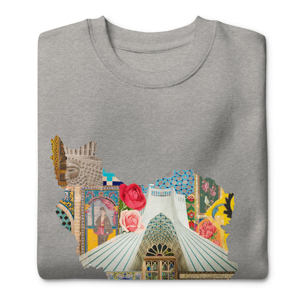 Iran Map Design Unisex Premium Sweatshirt - Artwork by Lili