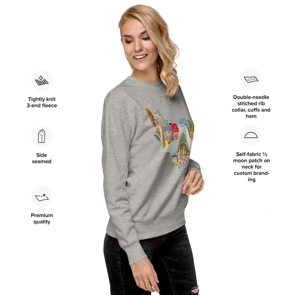 Iran Map Design Unisex Premium Sweatshirt - Artwork by Lili