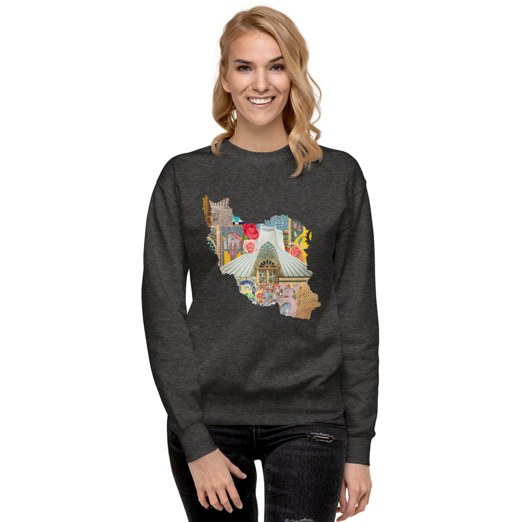 Iran Map Design Unisex Premium Sweatshirt - Artwork by Lili
