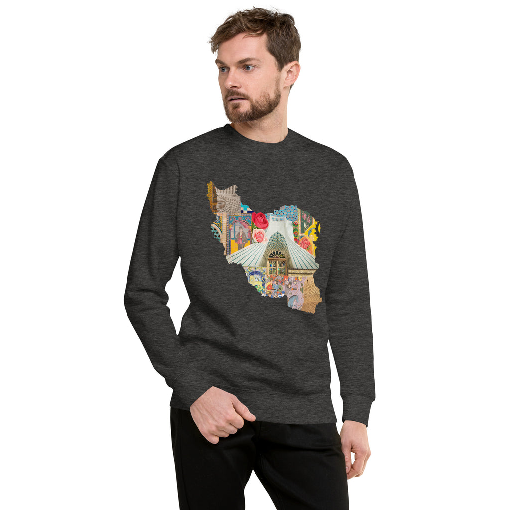 Iran Map Design Unisex Premium Sweatshirt - Artwork by Lili