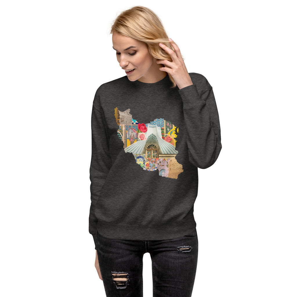Iran Map Design Unisex Premium Sweatshirt - Artwork by Lili