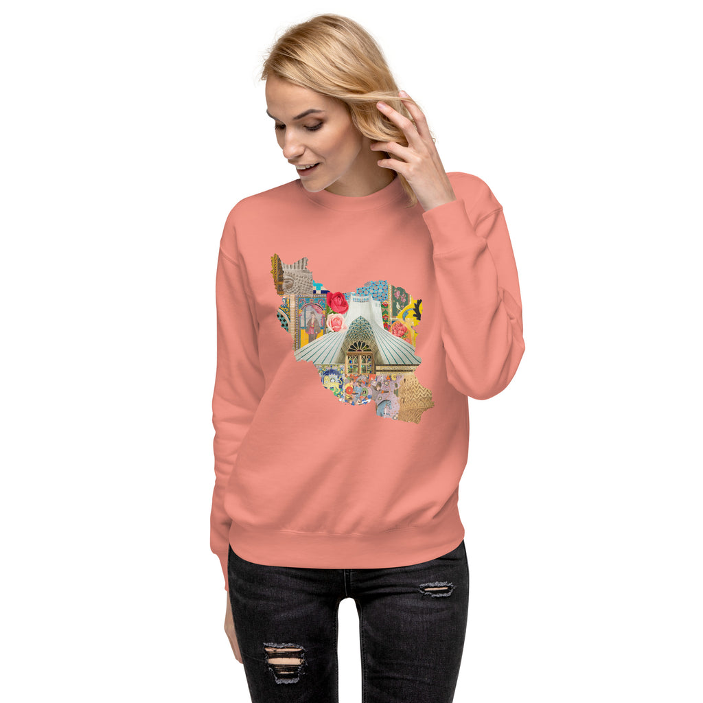 Iran Map Design Unisex Premium Sweatshirt - Artwork by Lili