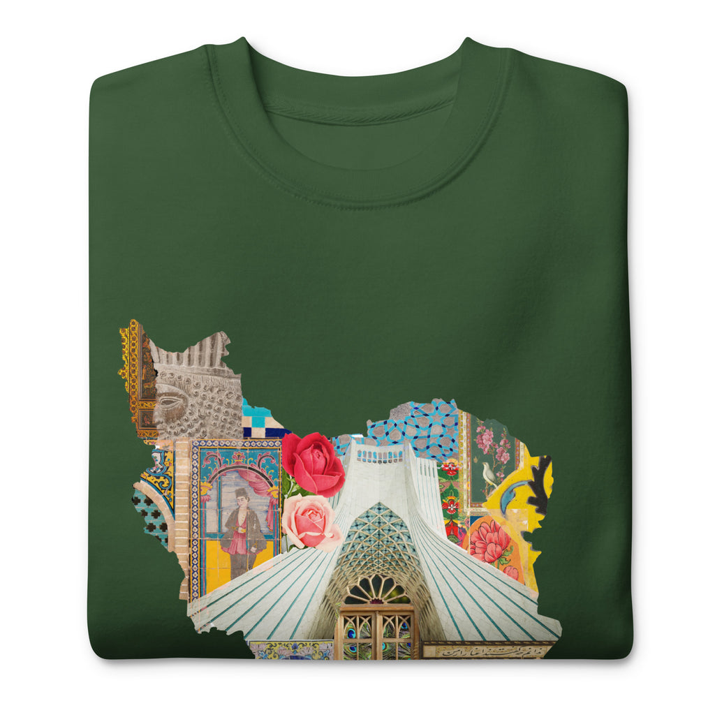 Iran Map Design Unisex Premium Sweatshirt - Artwork by Lili
