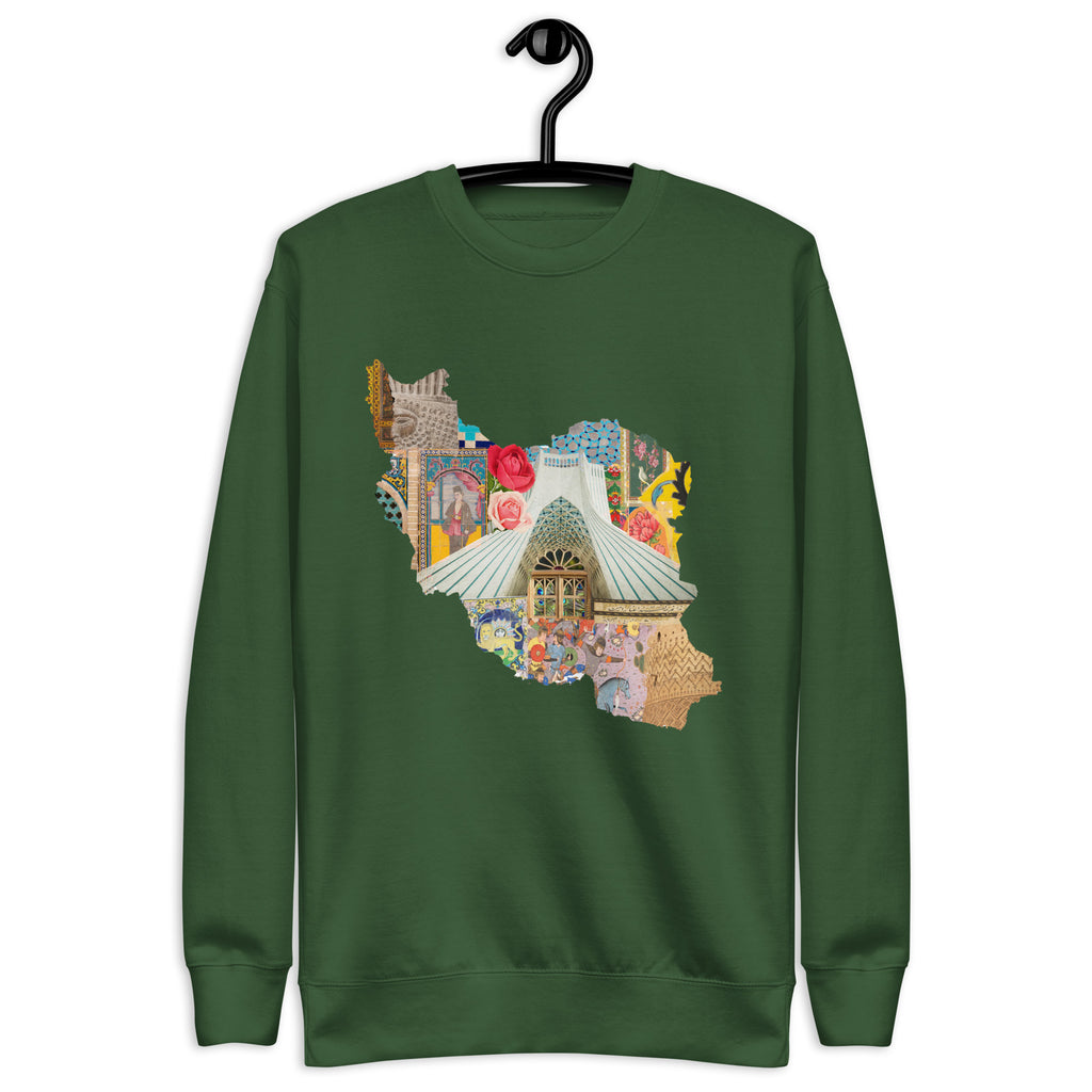 Iran Map Design Unisex Premium Sweatshirt - Artwork by Lili