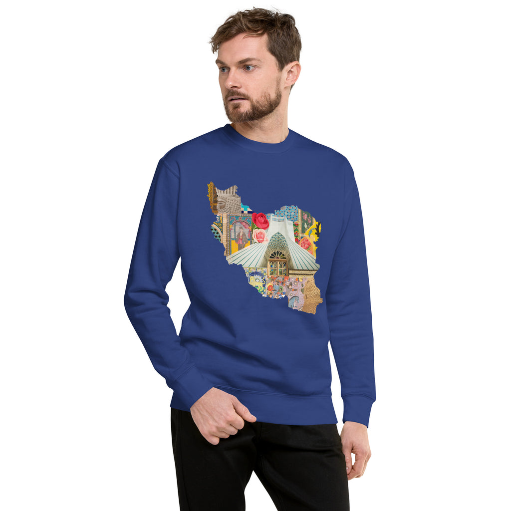 Iran Map Design Unisex Premium Sweatshirt - Artwork by Lili