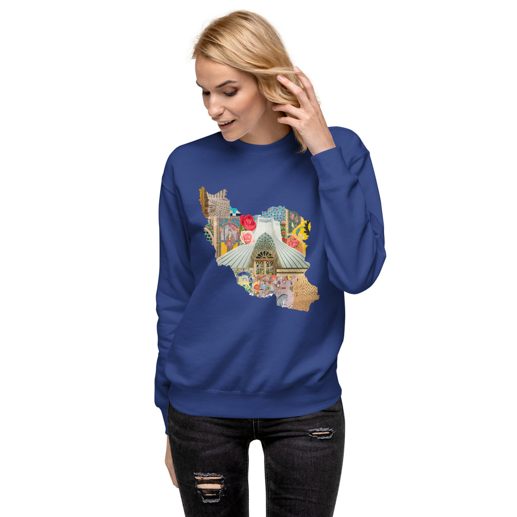 Iran Map Design Unisex Premium Sweatshirt - Artwork by Lili