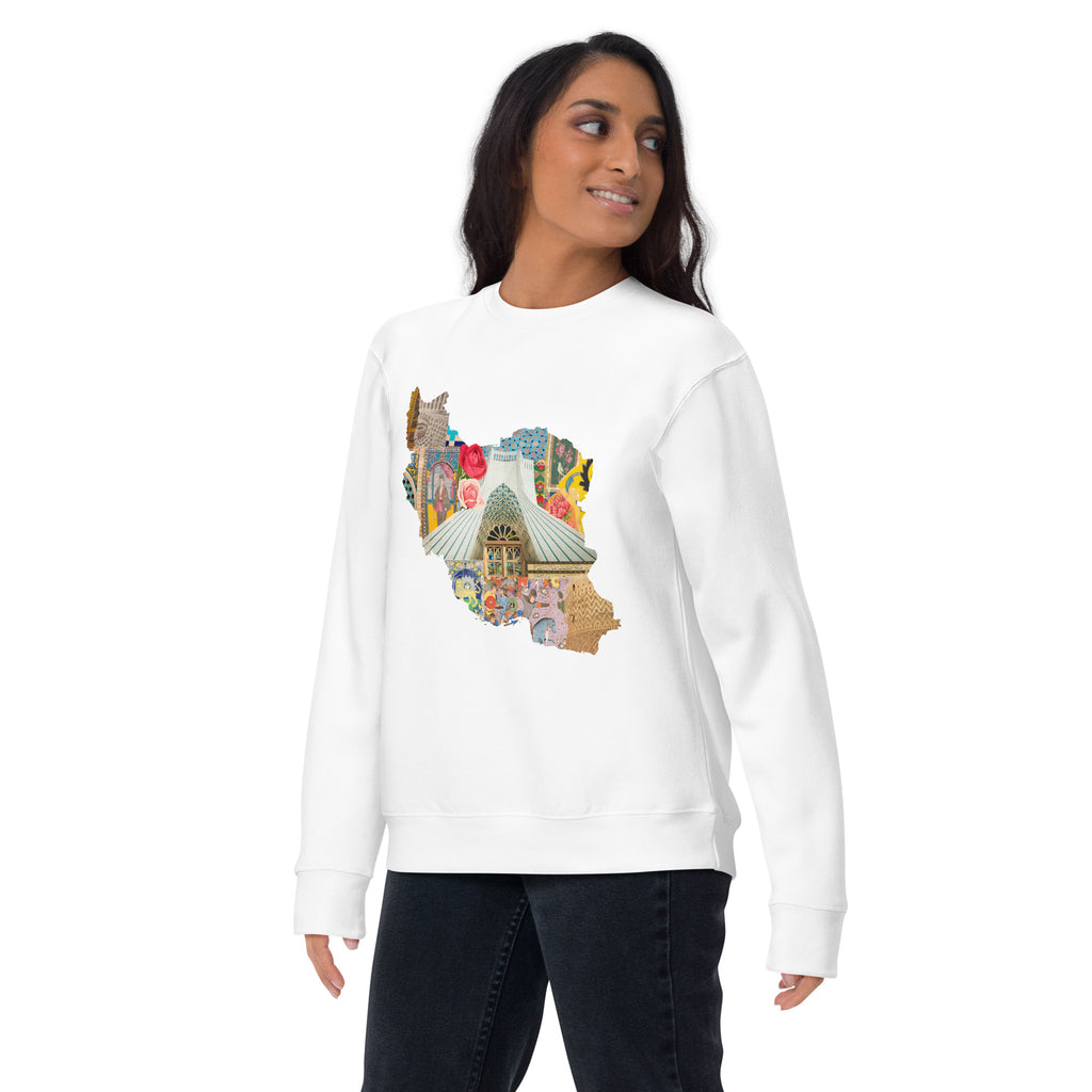 Iran Map Design Unisex Premium Sweatshirt - Artwork by Lili