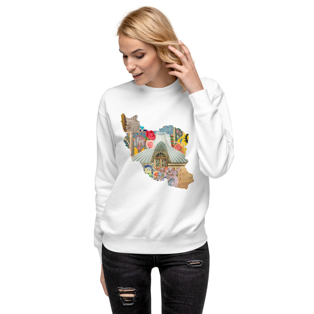Iran Map Design Unisex Premium Sweatshirt - Artwork by Lili
