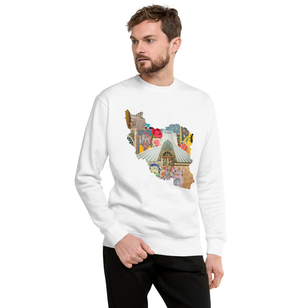 Iran Map Design Unisex Premium Sweatshirt - Artwork by Lili