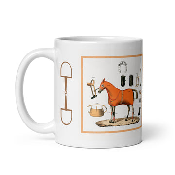 Vintage Equestrian Theme White Glossy Mug (3 sizes) - Artwork by Lili