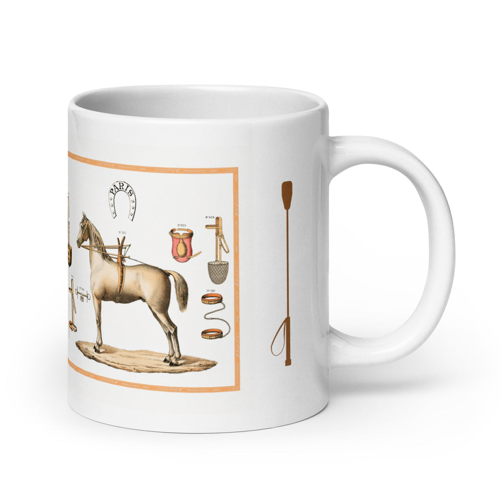 Vintage Equestrian Theme White Glossy Mug (3 sizes) - Artwork by Lili