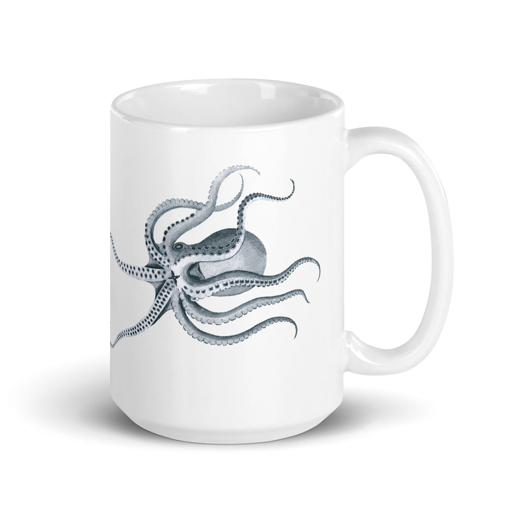 Octopus Glossy Mug Vintage Nautical Steampunk Design (3 sizes) - Artwork by Lili