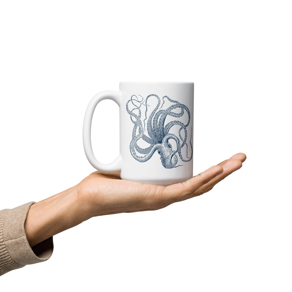 Octopus Glossy Mug Vintage Nautical Steampunk Design (3 sizes)- Artwork by Lili