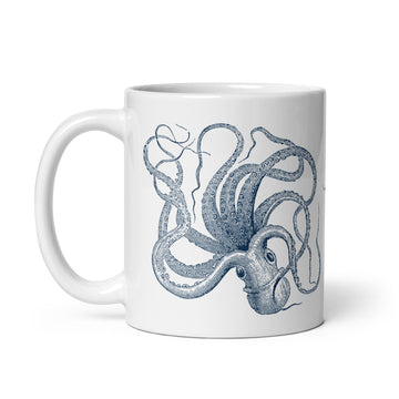 Octopus Glossy Mug Vintage Nautical Steampunk Design (3 sizes)- Artwork by Lili