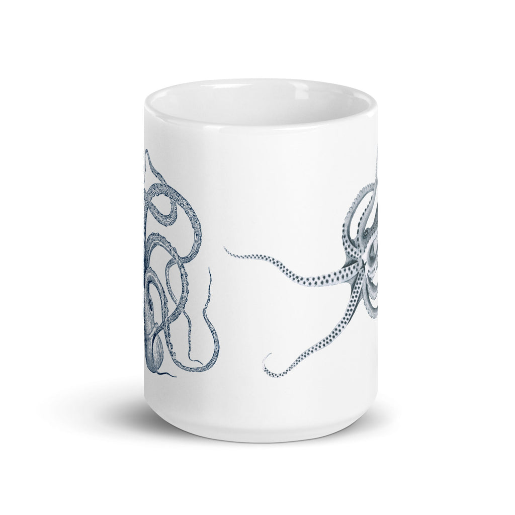 Octopus Glossy Mug Vintage Nautical Steampunk Design (3 sizes)- Artwork by Lili