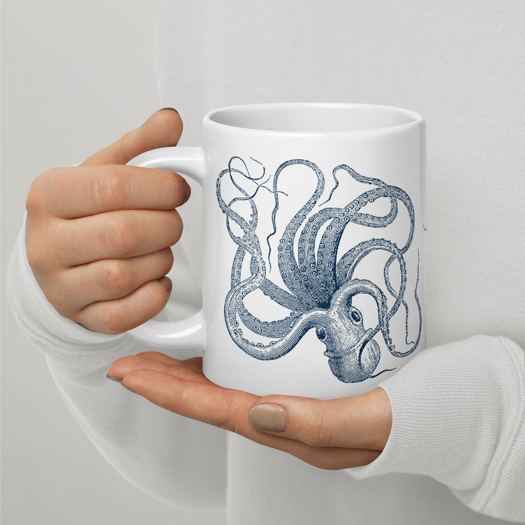 Octopus Glossy Mug Vintage Nautical Steampunk Design (3 sizes)- Artwork by Lili
