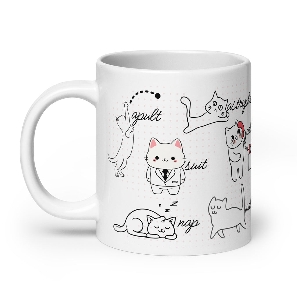 Cat Vocabulary White Glossy Mug 20 oz