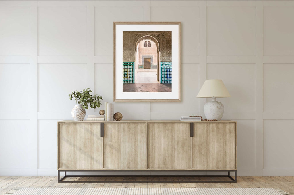 Alhambra Interior Courtyard, Arabic Carvings, Tiles, Patterns, Andalucia, Spain, Architecture, Travel, Europe, Elegant, Home Decor, Wall Art - Artwork by Lili