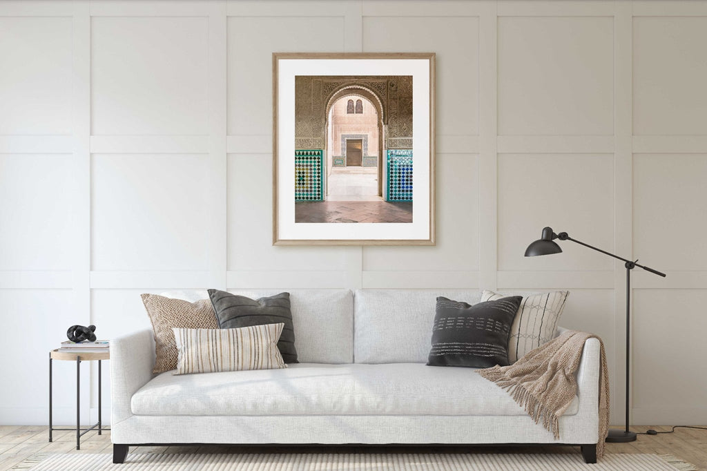 Alhambra Interior Courtyard, Arabic Carvings, Tiles, Patterns, Andalucia, Spain, Architecture, Travel, Europe, Elegant, Home Decor, Wall Art - Artwork by Lili