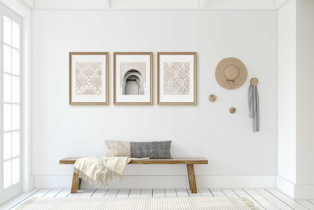 Alhambra Spain White Patterns and Arches Set of 3 Prints, Andalucia Granada Spanish Architecture and Travel, Chic Home & Office Wall Art - Artwork by Lili