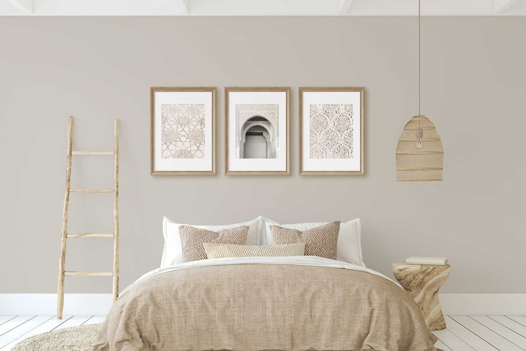 Alhambra Spain White Patterns and Arches Set of 3 Prints, Andalucia Granada Spanish Architecture and Travel, Chic Home & Office Wall Art - Artwork by Lili