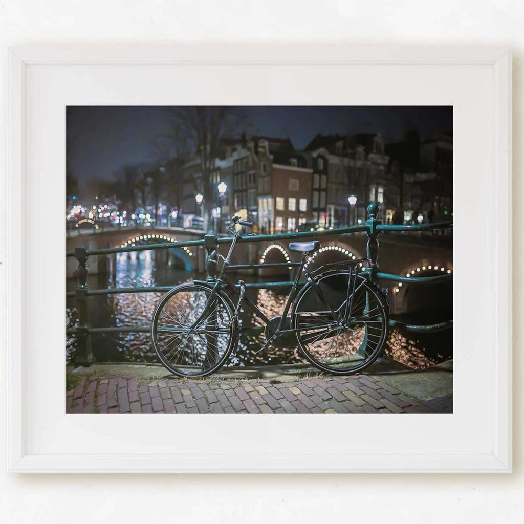 Amsterdam Netherlands Nighttime Cityscape Photography, Central Amsterdam Amstel River, Wall Art Prints, Home and Office Decor - Artwork by Lili