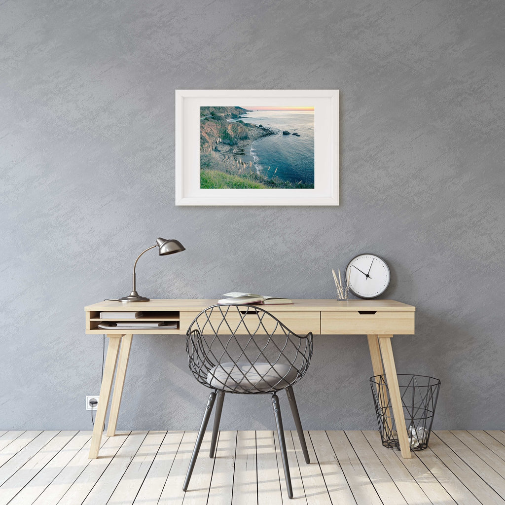 California Coastal Highway 1 Travel Photography, Rocky Cliffs Ocean Sunset Landscape Nature Print, Home & Office Decor - Artwork by Lili