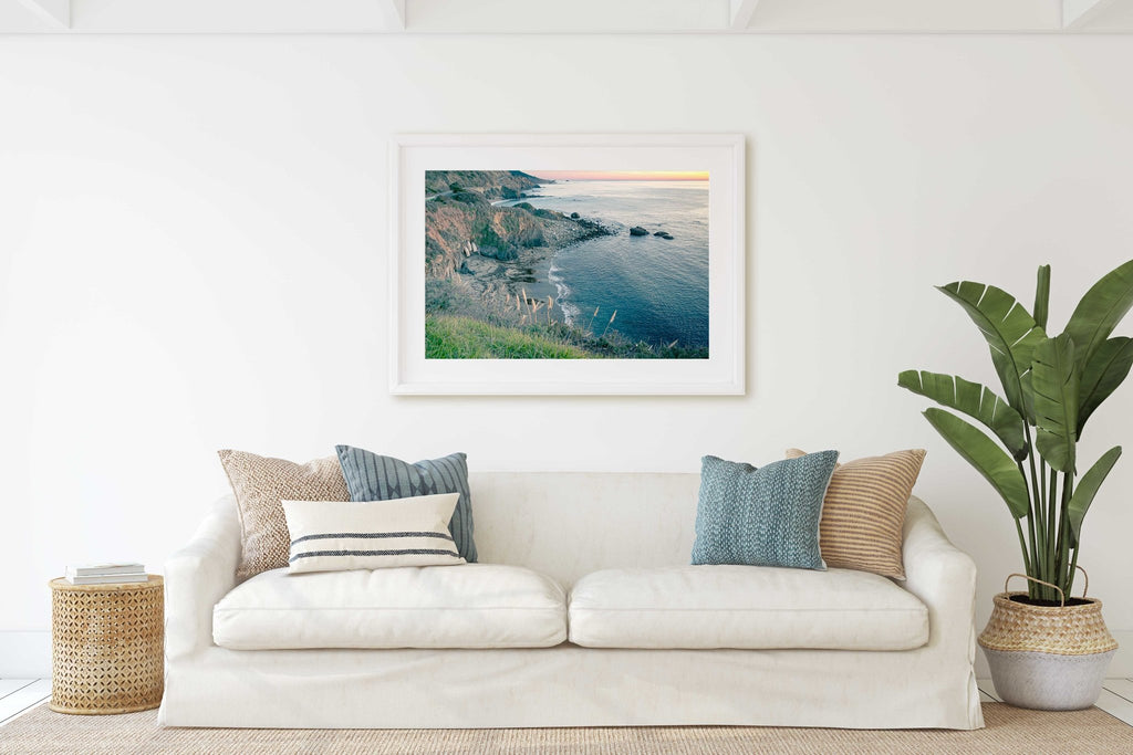California Coastal Highway 1 Travel Photography, Rocky Cliffs Ocean Sunset Landscape Nature Print, Home & Office Decor - Artwork by Lili