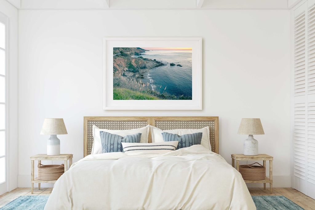 California Coastal Highway 1 Travel Photography, Rocky Cliffs Ocean Sunset Landscape Nature Print, Home & Office Decor - Artwork by Lili