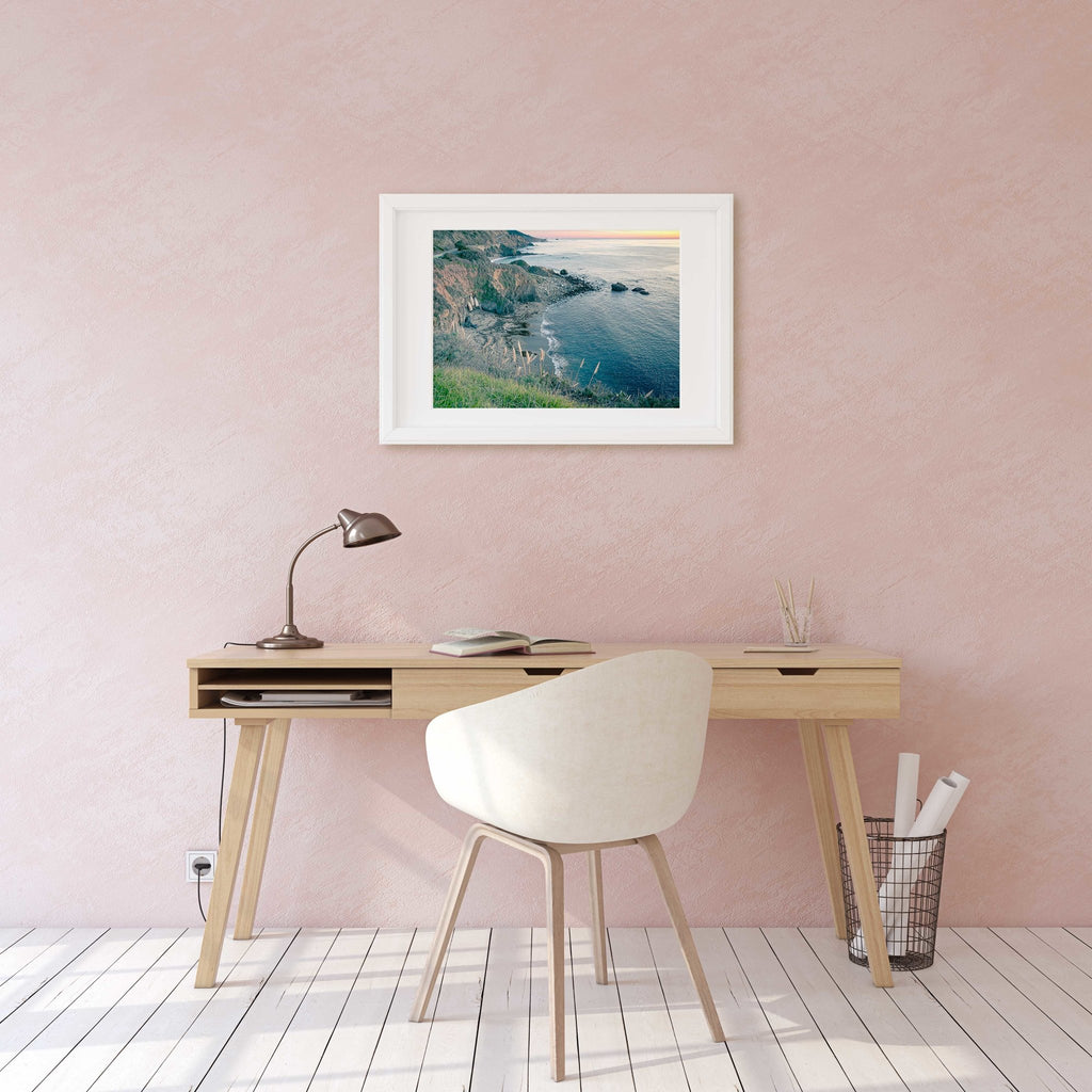 California Coastal Highway 1 Travel Photography, Rocky Cliffs Ocean Sunset Landscape Nature Print, Home & Office Decor - Artwork by Lili