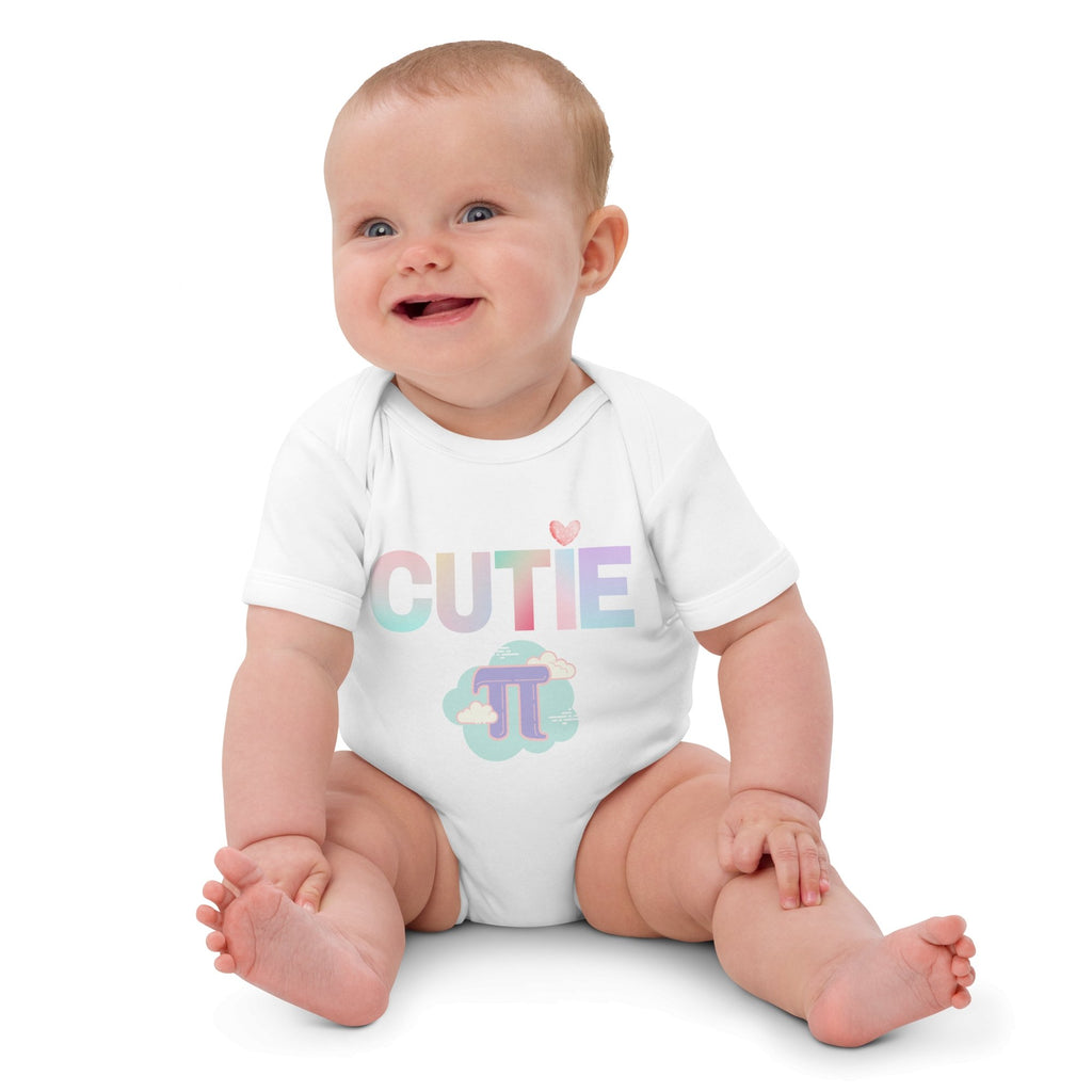 Cutie Pi (Greek Letter) Unisex Organic Cotton Baby Bodysuit - Artwork by Lili