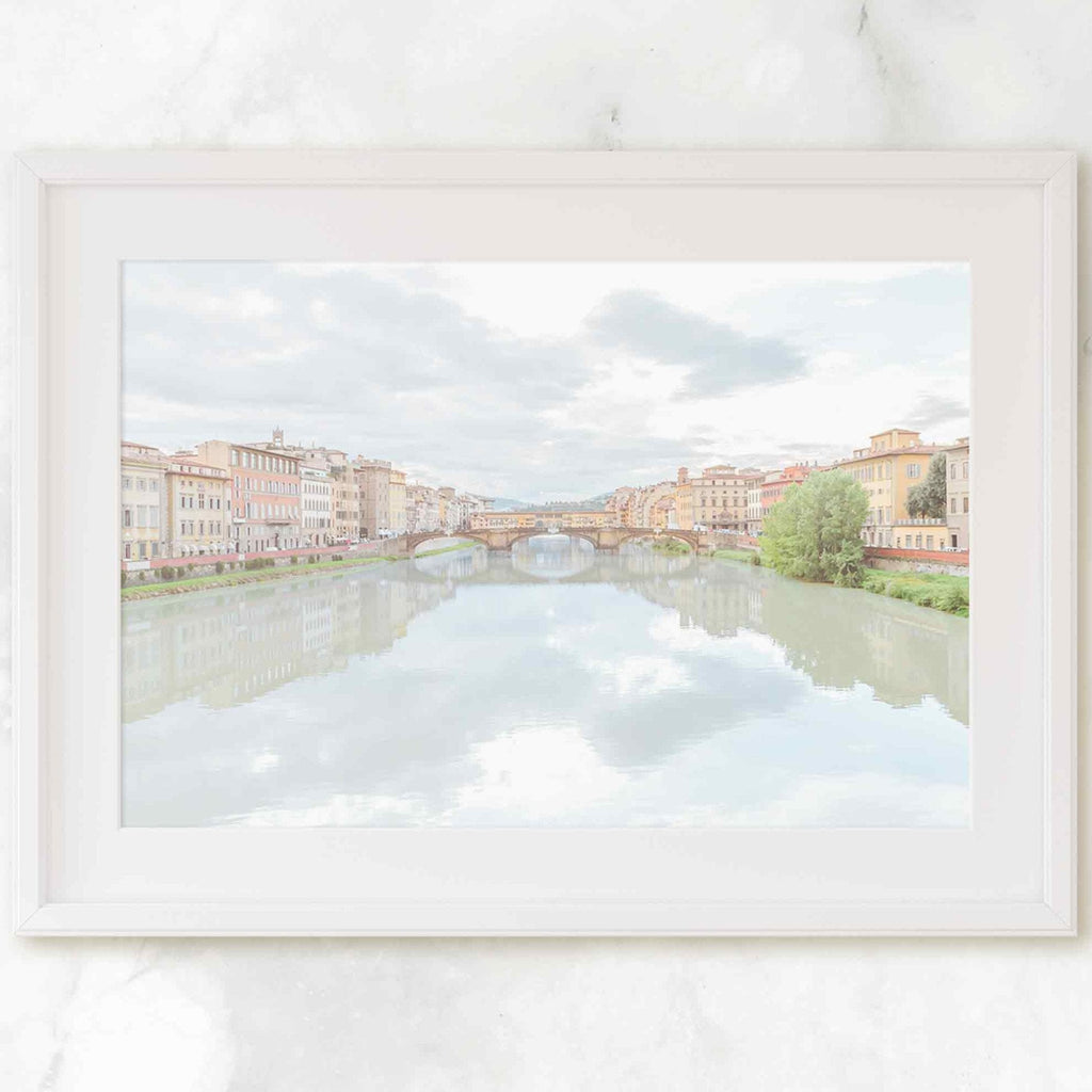 Florence Italy Travel Photography Prints, Tuscany Landscape, Arno River Reflection, Bridge, Firenze Cityscape, Wall Art, Home Decor - Artwork by Lili
