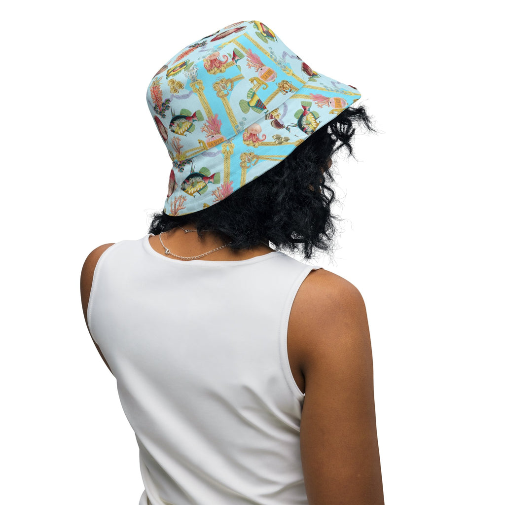 Marine Life & Polka Dots Unisex Reversible Bucket Hat - Artwork by Lili