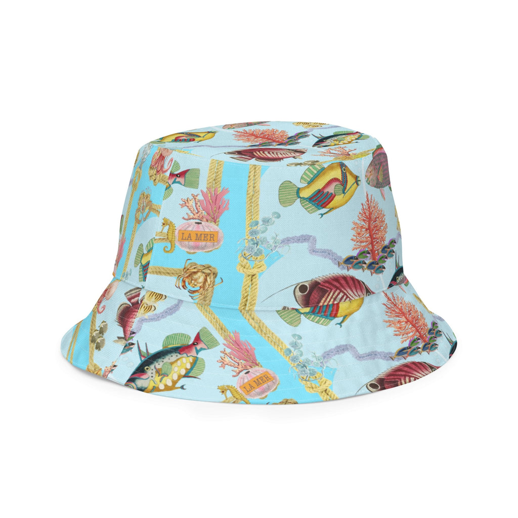 Marine Life & Polka Dots Unisex Reversible Bucket Hat - Artwork by Lili