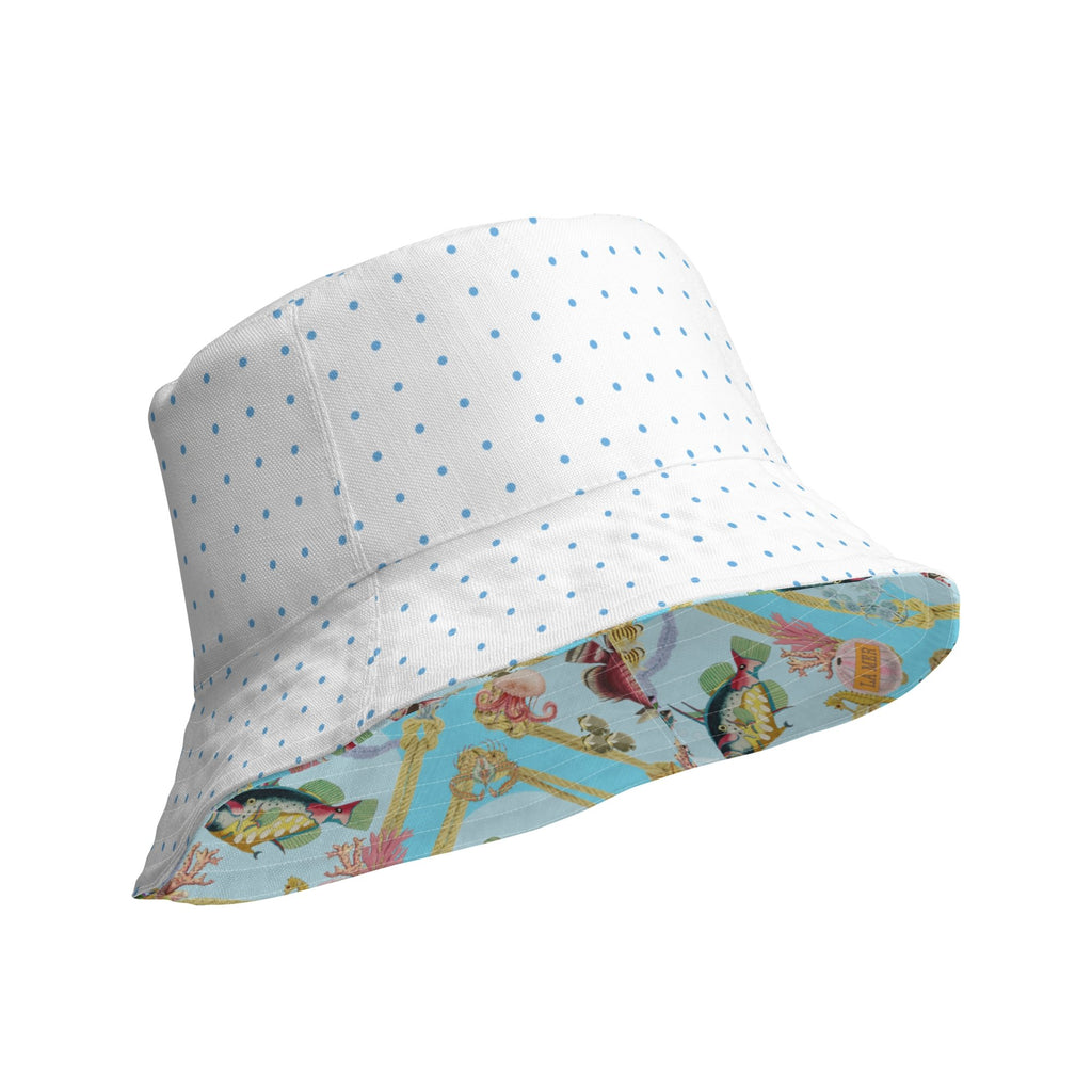 Marine Life & Polka Dots Unisex Reversible Bucket Hat - Artwork by Lili