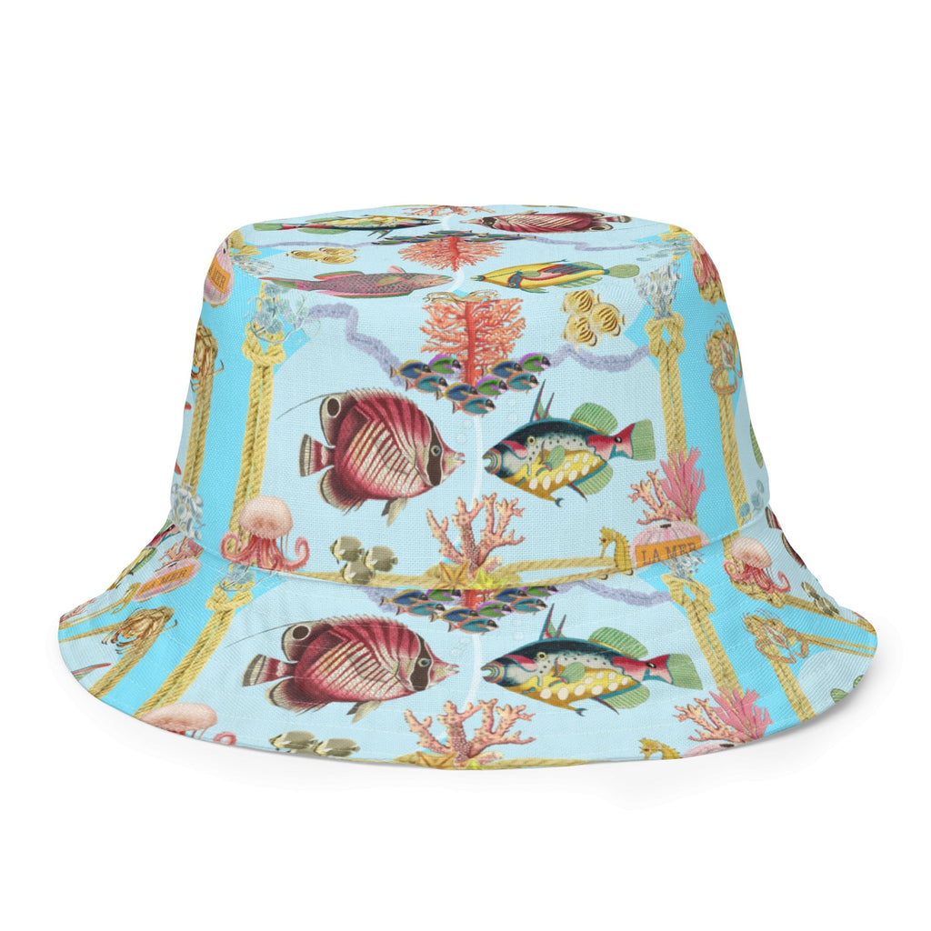 Marine Life & Polka Dots Unisex Reversible Bucket Hat - Artwork by Lili