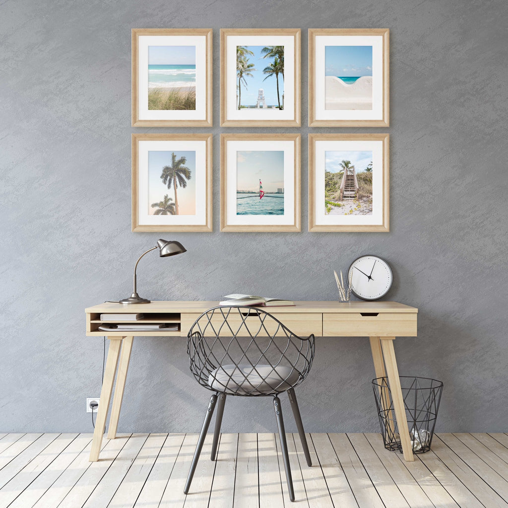 Palm Beach Island Set of 6 Rectangular Prints, South Florida Architecture Travel Photography, Blue + Beige Home & Office Wall Art Decor - Artwork by Lili