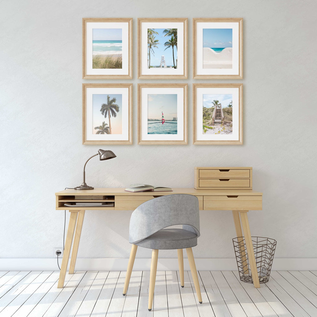 Palm Beach Island Set of 6 Rectangular Prints, South Florida Architecture Travel Photography, Blue + Beige Home & Office Wall Art Decor - Artwork by Lili
