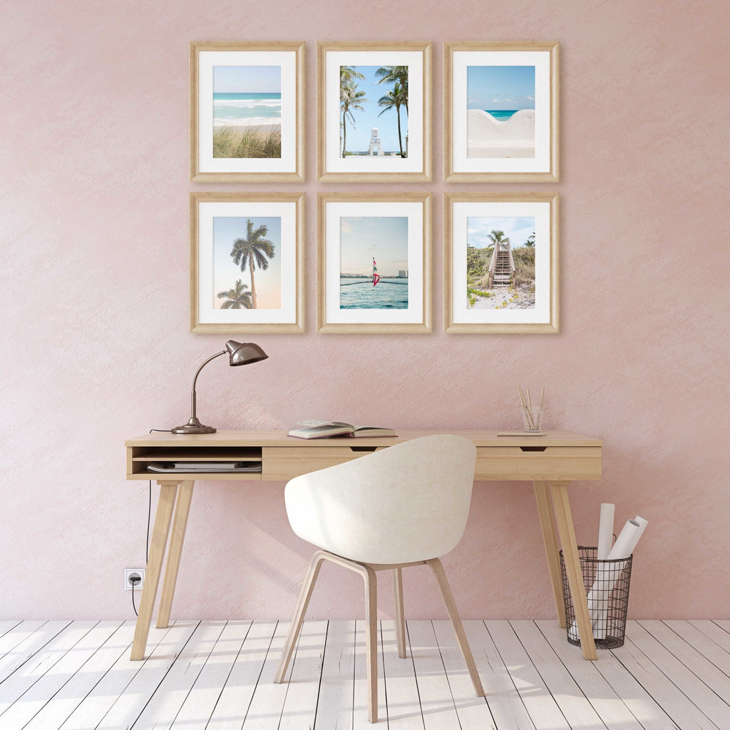 Palm Beach Island Set of 6 Rectangular Prints, South Florida Architecture Travel Photography, Blue + Beige Home & Office Wall Art Decor - Artwork by Lili