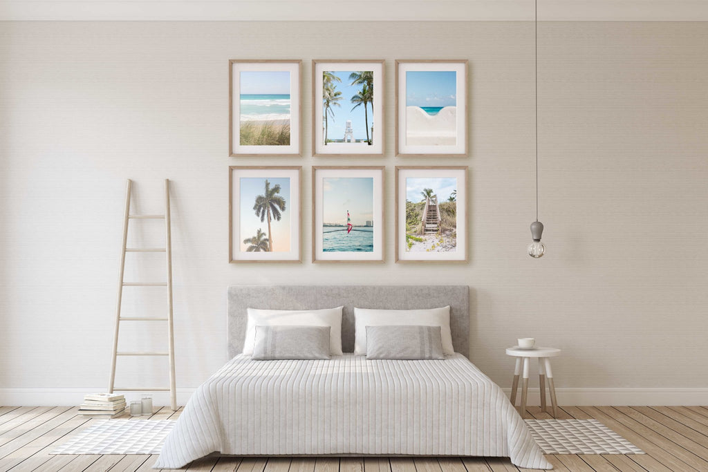 Palm Beach Island Set of 6 Rectangular Prints, South Florida Architecture Travel Photography, Blue + Beige Home & Office Wall Art Decor - Artwork by Lili